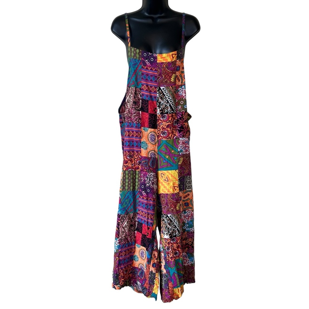 Art to Wear Boho Colorful Patchwork Cotton Jumpsuit